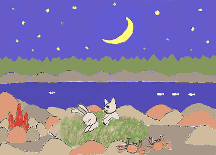 コウサギとカノジョは満天の星空の下、干草のベットで休みました